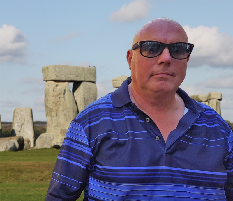 Stood in front of Stonehenge.
