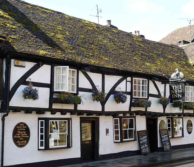 The New Inn, a traditional English timber framed public house.